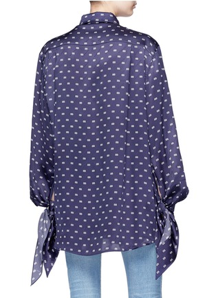Back View - Click To Enlarge - BALENCIAGA - Tie cuff logo jacquard satin blouse