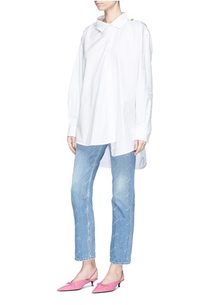 Detail View - Click To Enlarge - BALENCIAGA - Pulled oversized poplin shirt