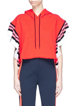 Main View - Click To Enlarge - MSGM - Stripe ruffle cropped hoodie