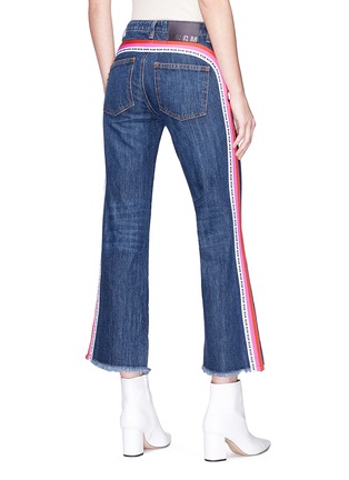 Back View - Click To Enlarge - MSGM - Logo stripe cropped flared jeans
