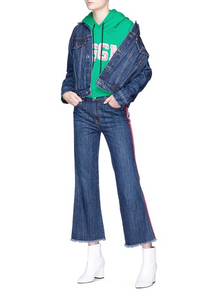 Figure View - Click To Enlarge - MSGM - Logo stripe cropped flared jeans