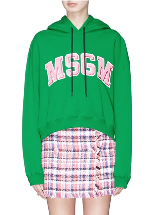 Main View - Click To Enlarge - MSGM - Logo patch cropped hoodie