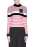 Main View - Click To Enlarge - MSGM - Beaded patch stripe sweater