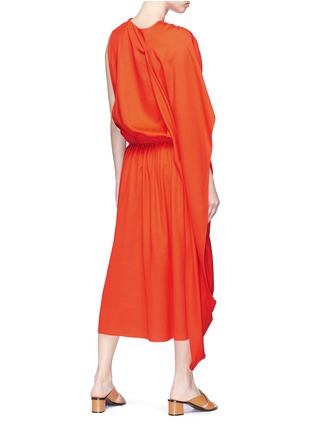 Back View - Click To Enlarge - MS MIN - Ruched asymmetric sash drape dress