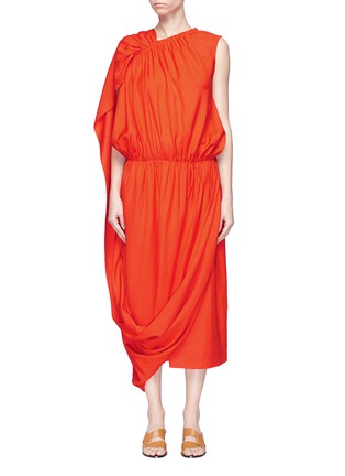 Main View - Click To Enlarge - MS MIN - Ruched asymmetric sash drape dress
