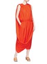 Figure View - Click To Enlarge - MS MIN - Ruched asymmetric sash drape dress