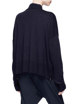 Back View - Click To Enlarge - MS MIN - Side zip wool open cardigan