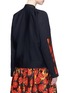 Back View - Click To Enlarge - MS MIN - Floral jacquard patch asymmetric wool twill jacket
