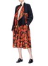 Figure View - Click To Enlarge - MS MIN - Floral jacquard patch asymmetric wool twill jacket