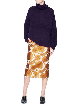 Figure View - Click To Enlarge - MS MIN - Floral jacquard pencil skirt