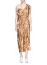 Main View - Click To Enlarge - MS MIN - Mesh panel asymmetric crinkled lamé dress