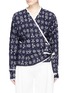Main View - Click To Enlarge - MS MIN - Butterfly floral jacquard ruched wrap jacket