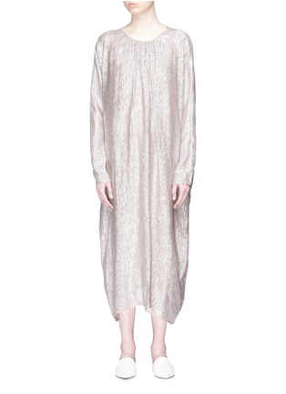 Main View - Click To Enlarge - MS MIN - Gathered neck oversized silk blend lamé dress
