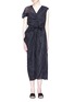 Main View - Click To Enlarge - MS MIN - Drape mesh shoulder ruched crinkled dress