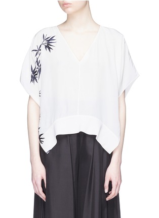 Main View - Click To Enlarge - MS MIN - Bamboo embroidered silk chiffon blouse