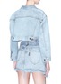 Back View - Click To Enlarge - PALM ANGELS - 'Ocean' buckled strap cropped denim jacket