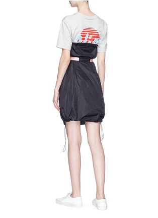 Back View - Click To Enlarge - PALM ANGELS - 'Adios' slogan print belted T-shirt panel dress