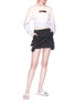Figure View - Click To Enlarge - PALM ANGELS - Slogan strap mini cargo denim skirt