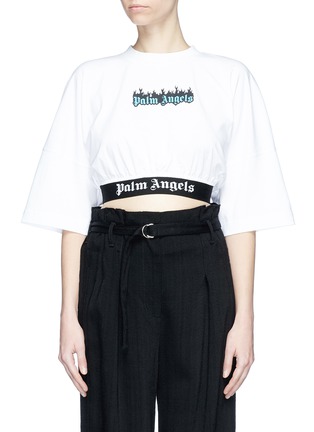 Main View - Click To Enlarge - PALM ANGELS - Logo print cropped T-shirt