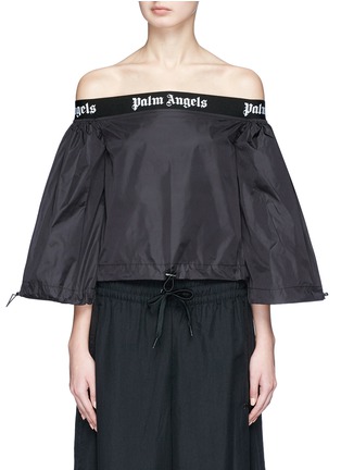 Main View - Click To Enlarge - PALM ANGELS - Wide sleeve cropped off-shoulder top