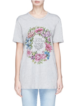 Main View - Click To Enlarge - ALEXANDER MCQUEEN - Slogan floral print T-shirt