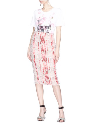 Figure View - Click To Enlarge - ALEXANDER MCQUEEN - Colourblock fil coupé tweed skirt