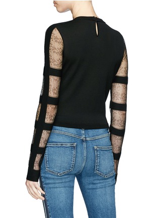 Back View - Click To Enlarge - ALEXANDER MCQUEEN - Guipure lace panel jersey top