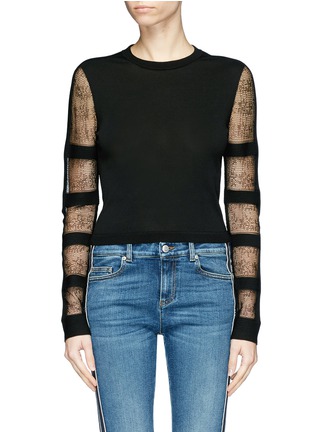 Main View - Click To Enlarge - ALEXANDER MCQUEEN - Guipure lace panel jersey top