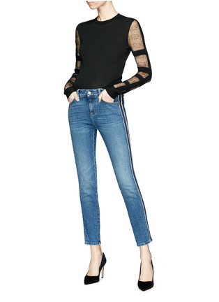 Figure View - Click To Enlarge - ALEXANDER MCQUEEN - Guipure lace panel jersey top