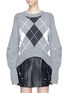 Main View - Click To Enlarge - ALEXANDER MCQUEEN - Zip cocoon sleeve argyle intarsia oversized wool sweater