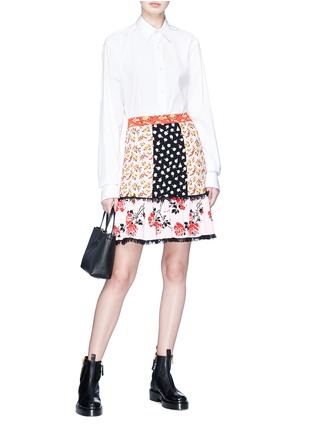 Figure View - Click To Enlarge - ALEXANDER MCQUEEN - Floral jacquard patchwork skirt