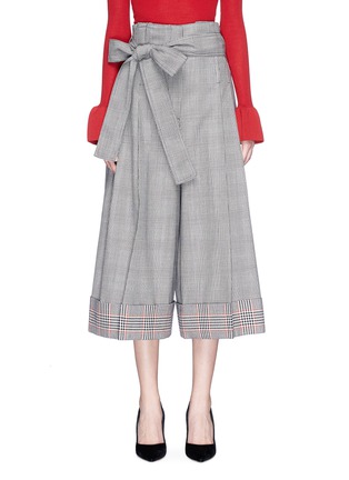 Main View - Click To Enlarge - ALEXANDER MCQUEEN - Belted houndstooth culottes