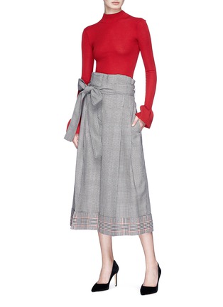 Figure View - Click To Enlarge - ALEXANDER MCQUEEN - Belted houndstooth culottes