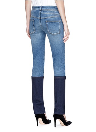 Back View - Click To Enlarge - ALEXANDER MCQUEEN - Two-tone cuffed jeans