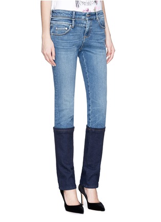 Front View - Click To Enlarge - ALEXANDER MCQUEEN - Two-tone cuffed jeans