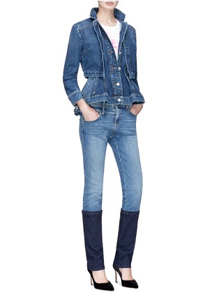 Figure View - Click To Enlarge - ALEXANDER MCQUEEN - Two-tone cuffed jeans