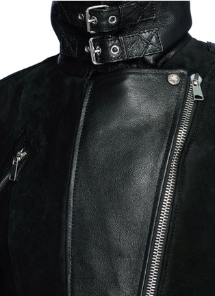 Detail View - Click To Enlarge - ALEXANDER MCQUEEN - Lambskin shearling peplum biker jacket