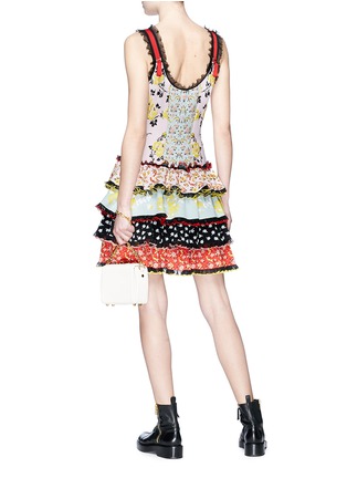 Figure View - Click To Enlarge - ALEXANDER MCQUEEN - Floral jacquard patchwork tiered dress
