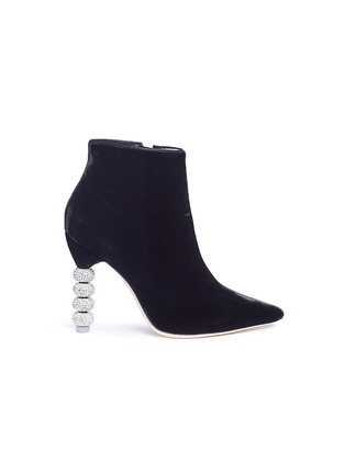 Main View - Click To Enlarge - SOPHIA WEBSTER - 'Coco' crystal pavé heel velvet boots