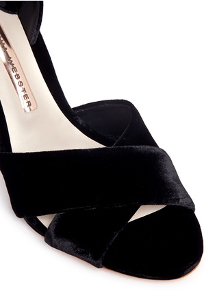 Detail View - Click To Enlarge - SOPHIA WEBSTER - 'Natalia' crystal pavé heel velvet sandals