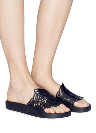 Figure View - Click To Enlarge - SOPHIA WEBSTER - 'Lia Butterfly' cutout PVC slide sandals