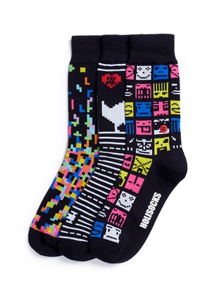 Main View - Click To Enlarge - HOLISOCKS - 'Blast From The Past' socks 3-pair pack