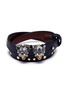Main View - Click To Enlarge - ALEXANDER MCQUEEN - 'Queen and King' Swarovski crystal skull leather bracelet