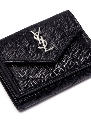 Detail View - Click To Enlarge - SAINT LAURENT - 'Monogram' matelassé grain de poudre leather wallet
