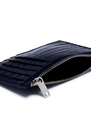 Detail View - Click To Enlarge - SAINT LAURENT - 5 Fragment croc embossed leather zip pouch