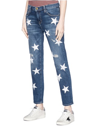 Front View - Click To Enlarge - CURRENT/ELLIOTT - 'The Fling' star print ripped jeans