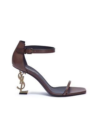 Main View - Click To Enlarge - SAINT LAURENT - 'Opyum 85' logo heel leather sandals
