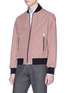 Front View - Click To Enlarge - BARENA - Gingham check bomber jacket