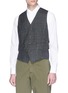 Front View - Click To Enlarge - BARENA - 'Molin Fero' check plaid sateen back wool gilet