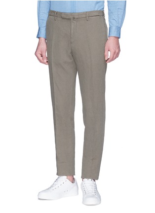 Front View - Click To Enlarge - INCOTEX - Cotton-linen chinos